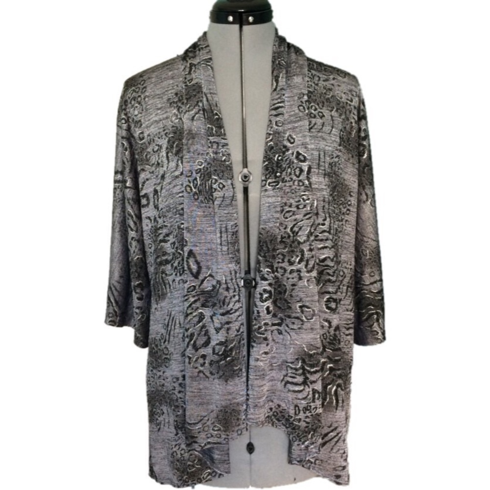 Chico's Travelers Gray Jacket Size 1 Medium